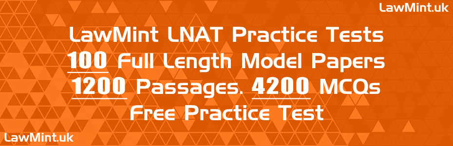 LawMint LNAT Practice Tests 100 Full Length Model Papers 1200 Passages 4200 MCQs Free Practice Test